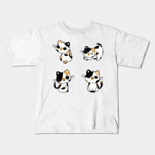 Funny Cute Calico cats Kids T-Shirt